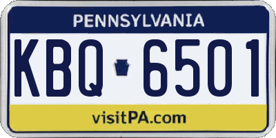 PA license plate KBQ6501