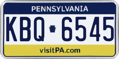 PA license plate KBQ6545