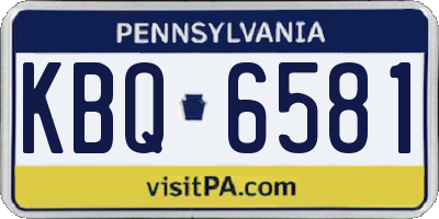 PA license plate KBQ6581