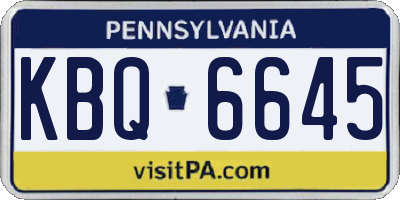 PA license plate KBQ6645