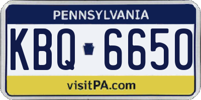 PA license plate KBQ6650
