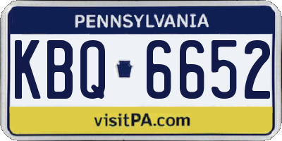 PA license plate KBQ6652