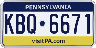 PA license plate KBQ6671