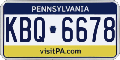 PA license plate KBQ6678