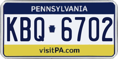 PA license plate KBQ6702