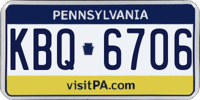 PA license plate KBQ6706