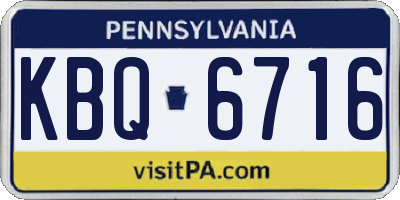 PA license plate KBQ6716