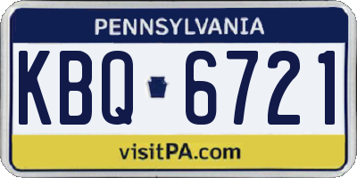 PA license plate KBQ6721