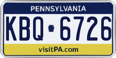 PA license plate KBQ6726