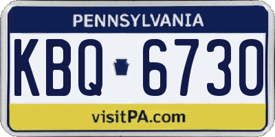 PA license plate KBQ6730