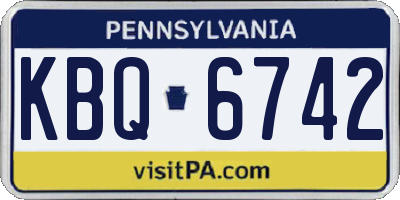 PA license plate KBQ6742