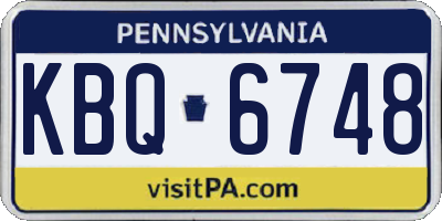 PA license plate KBQ6748
