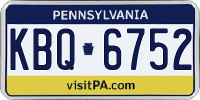 PA license plate KBQ6752