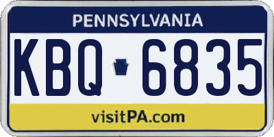 PA license plate KBQ6835