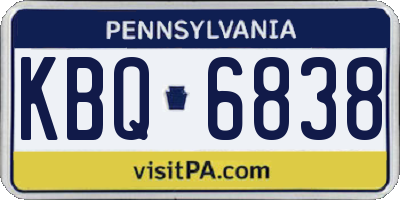 PA license plate KBQ6838