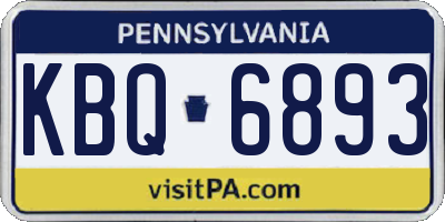 PA license plate KBQ6893