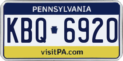 PA license plate KBQ6920