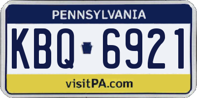 PA license plate KBQ6921