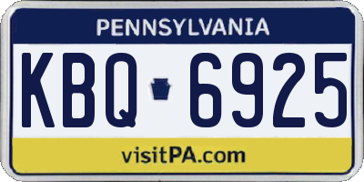 PA license plate KBQ6925