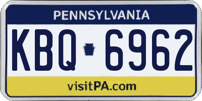 PA license plate KBQ6962