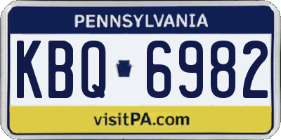 PA license plate KBQ6982