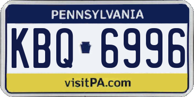PA license plate KBQ6996