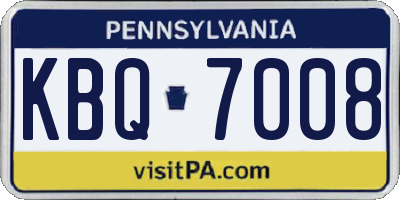 PA license plate KBQ7008