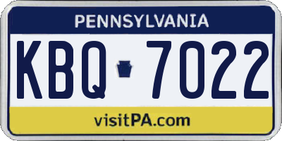 PA license plate KBQ7022