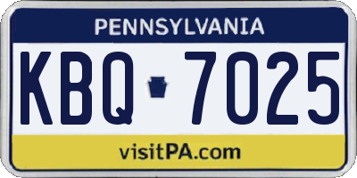 PA license plate KBQ7025