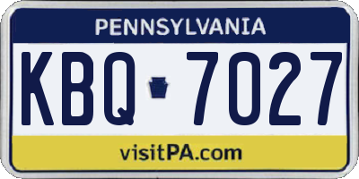 PA license plate KBQ7027