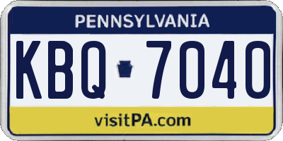 PA license plate KBQ7040