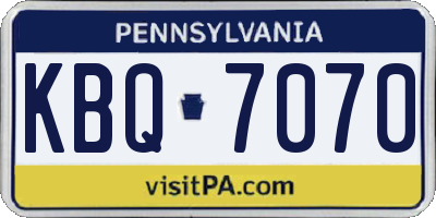 PA license plate KBQ7070