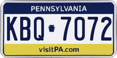 PA license plate KBQ7072