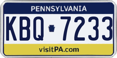 PA license plate KBQ7233
