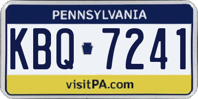 PA license plate KBQ7241
