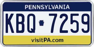 PA license plate KBQ7259