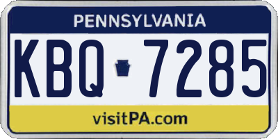 PA license plate KBQ7285