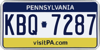 PA license plate KBQ7287
