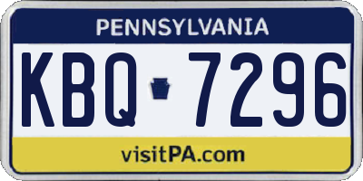 PA license plate KBQ7296
