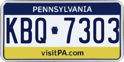 PA license plate KBQ7303