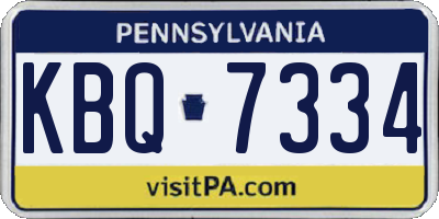 PA license plate KBQ7334