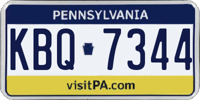 PA license plate KBQ7344