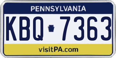 PA license plate KBQ7363