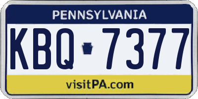 PA license plate KBQ7377