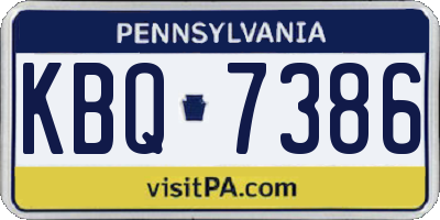 PA license plate KBQ7386