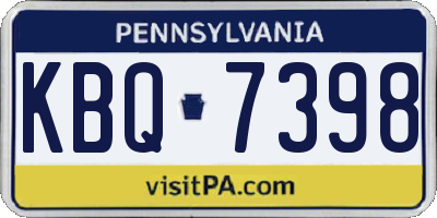 PA license plate KBQ7398