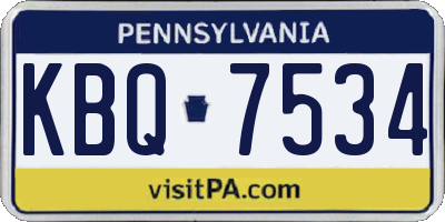 PA license plate KBQ7534
