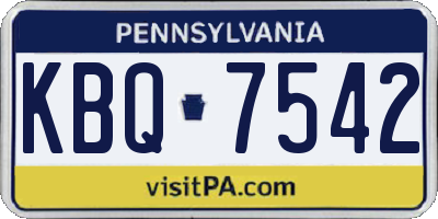 PA license plate KBQ7542