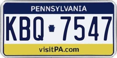 PA license plate KBQ7547