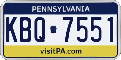 PA license plate KBQ7551